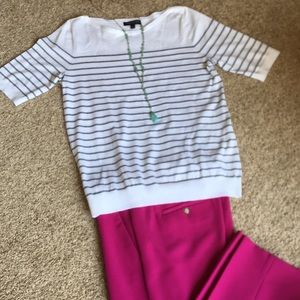 Banana Republic Short Sleeve grey striped sweater